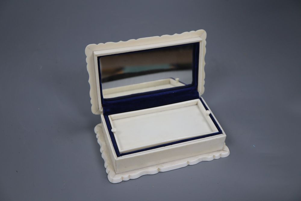 An ivory box, width 15cm